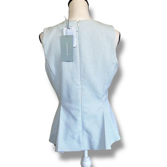 Antonio Melani Gingham Top Sleeveless Peplum Sz 10 White Blue Born on Fifth NWT - Picture 8 of 15